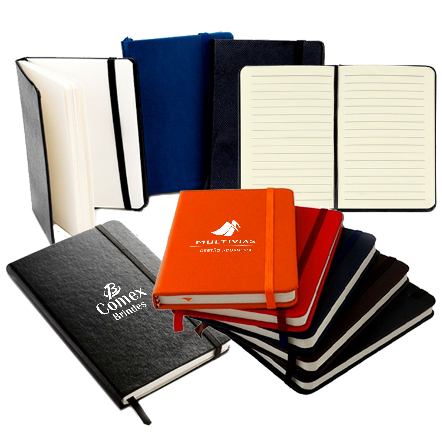 Moleskine Capa Dura, Miolo Pautado, Elástico e Marcador - MMP 5555