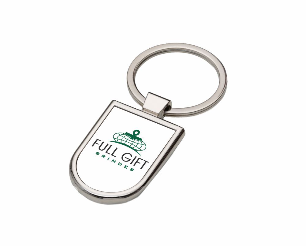 Chaveiro Inox, Formato Escudo, Gravação Resina PU Cores - CH.053731-L
