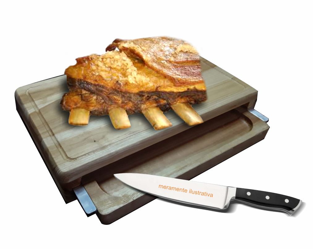Tábua churrasco com bandeja, madeira natural, revestida em PU atóxico - TCH.2103 39