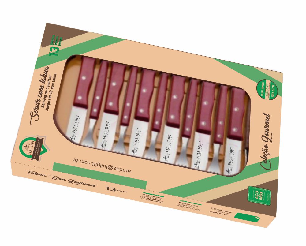 Estojo Churrasco Polywood, Inox, 12 Peças - JCD-36099322