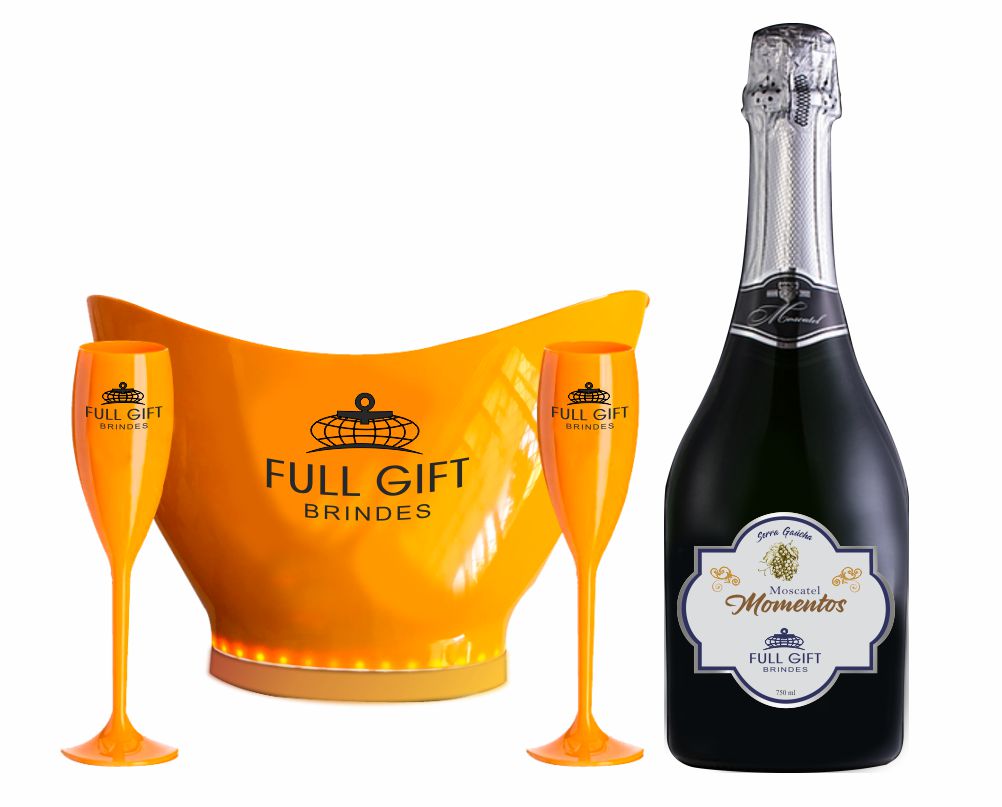 Moscatel Momentos 750 ml, Champanheira 9,5l e 6 Taças, 175 ml
