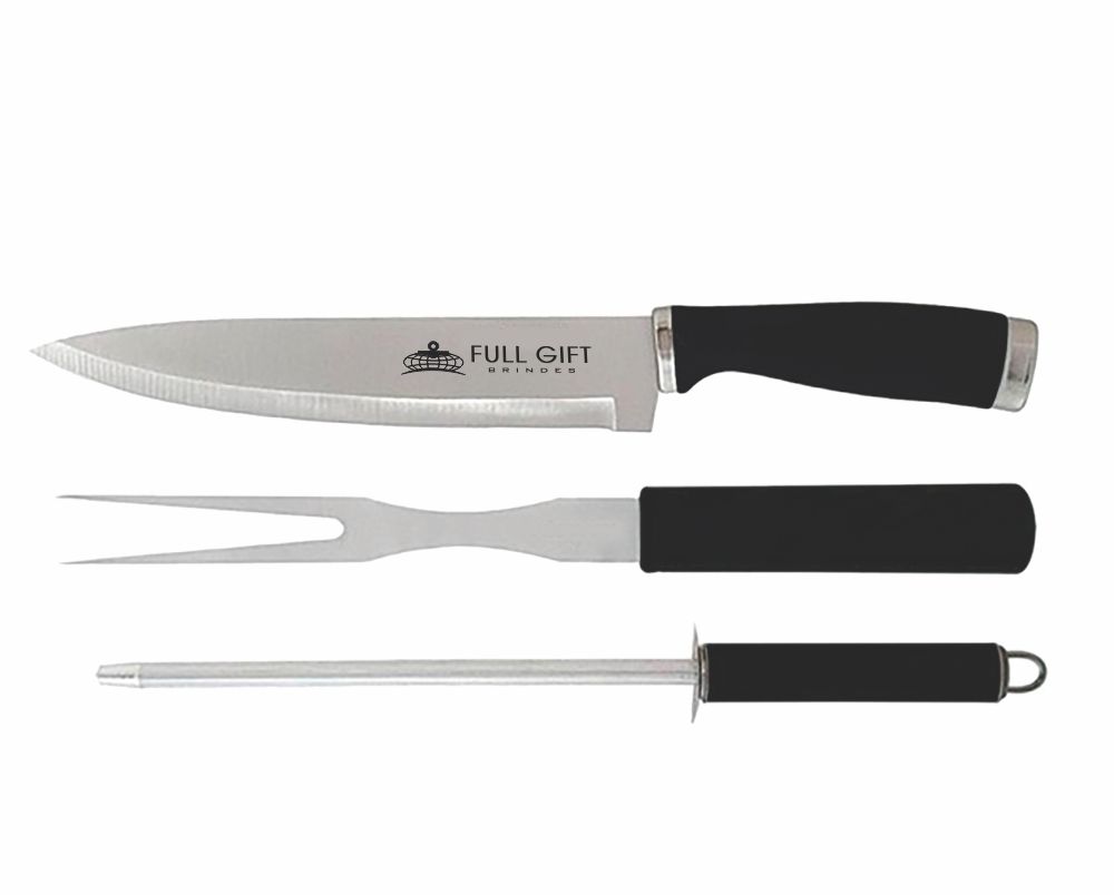 Conjunto churrasco, 3 peças, cabo polipropileno, embalagem blister - 705J-HCF