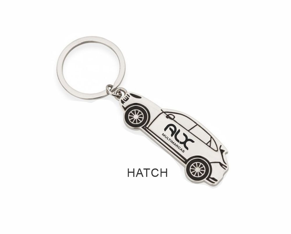 Chaveiro inox carro, formato carro HATCH, 2D - CH.493341