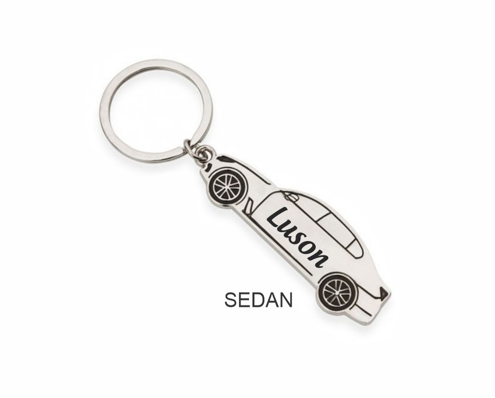 Chaveiro inox carro, formato carro SEDAN, 2D - CH.593341
